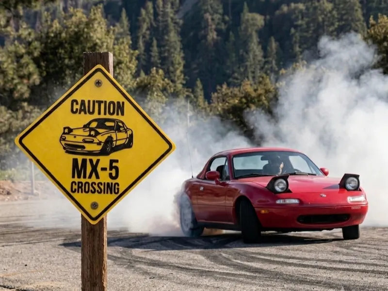 Caution MX5 crossing Schild