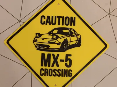 Caution MX5 crossing Schild
