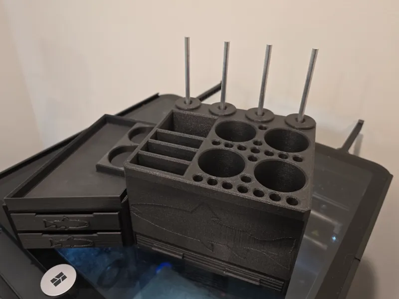 Modular Fly Tying Organizer with Fish Inlay