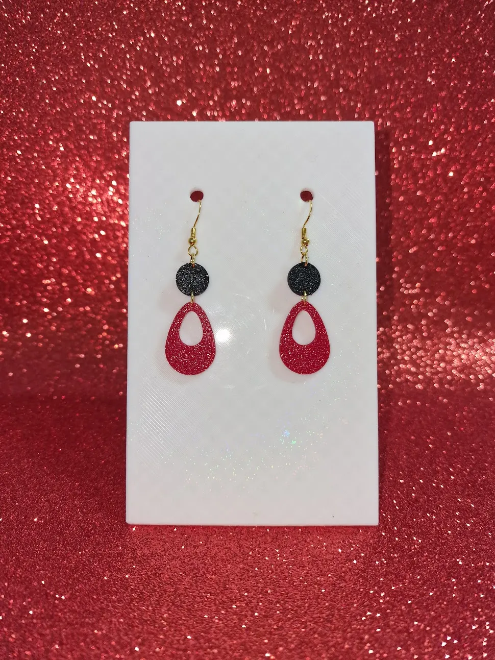 Red drop earrings view 2