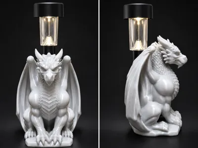 Stone Dragon Solar Light Holder