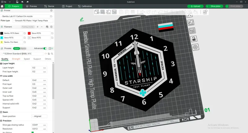Starship Flight Test Clock Face 