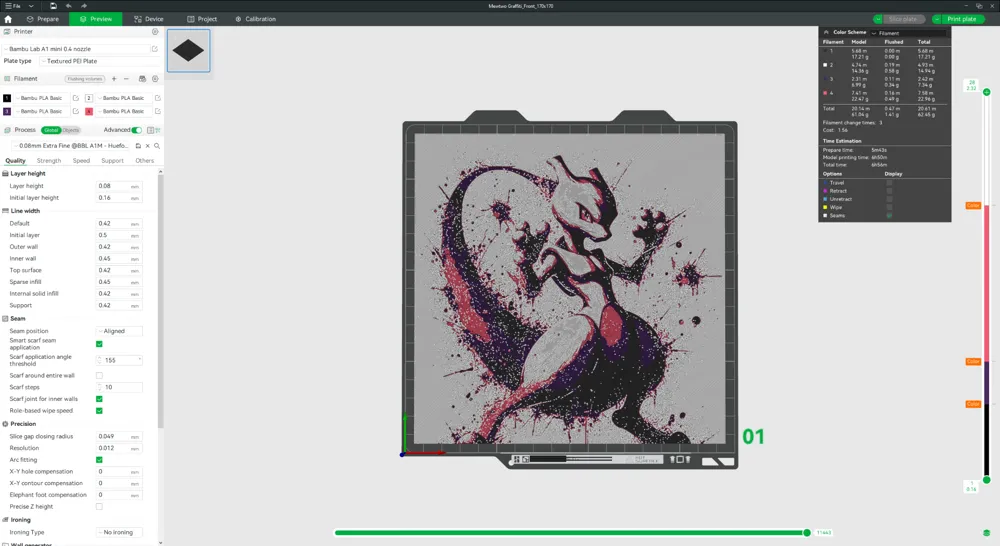 Graffiti Mewtwo Hueforge - Free 3D Print Model - MakerWorld