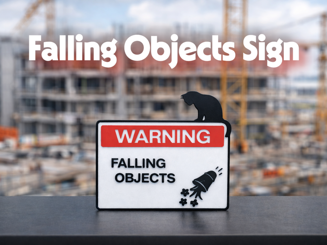 Falling Objects Sign - Cat