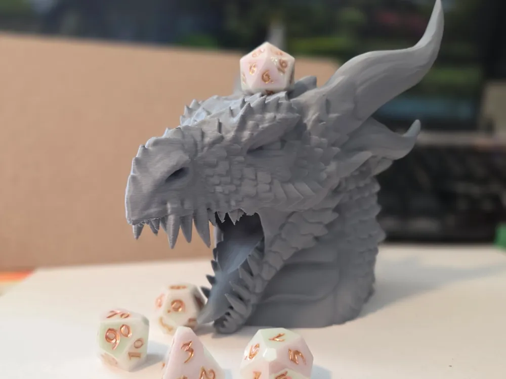 Dragon's Fire Dice Tower and Desk Statue - Free 3D Print Model - MakerWorld
