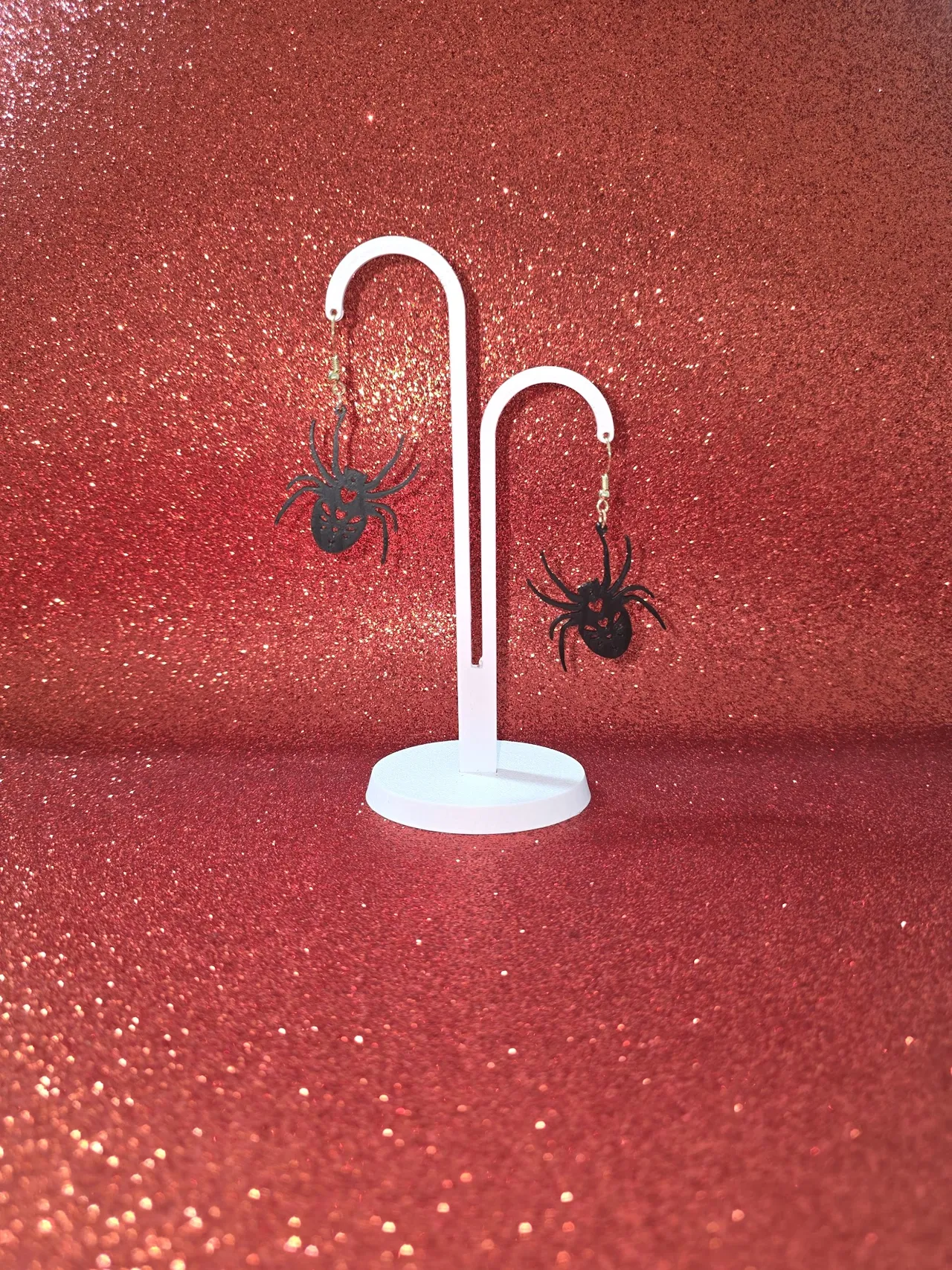 Spider heart earrings view 3