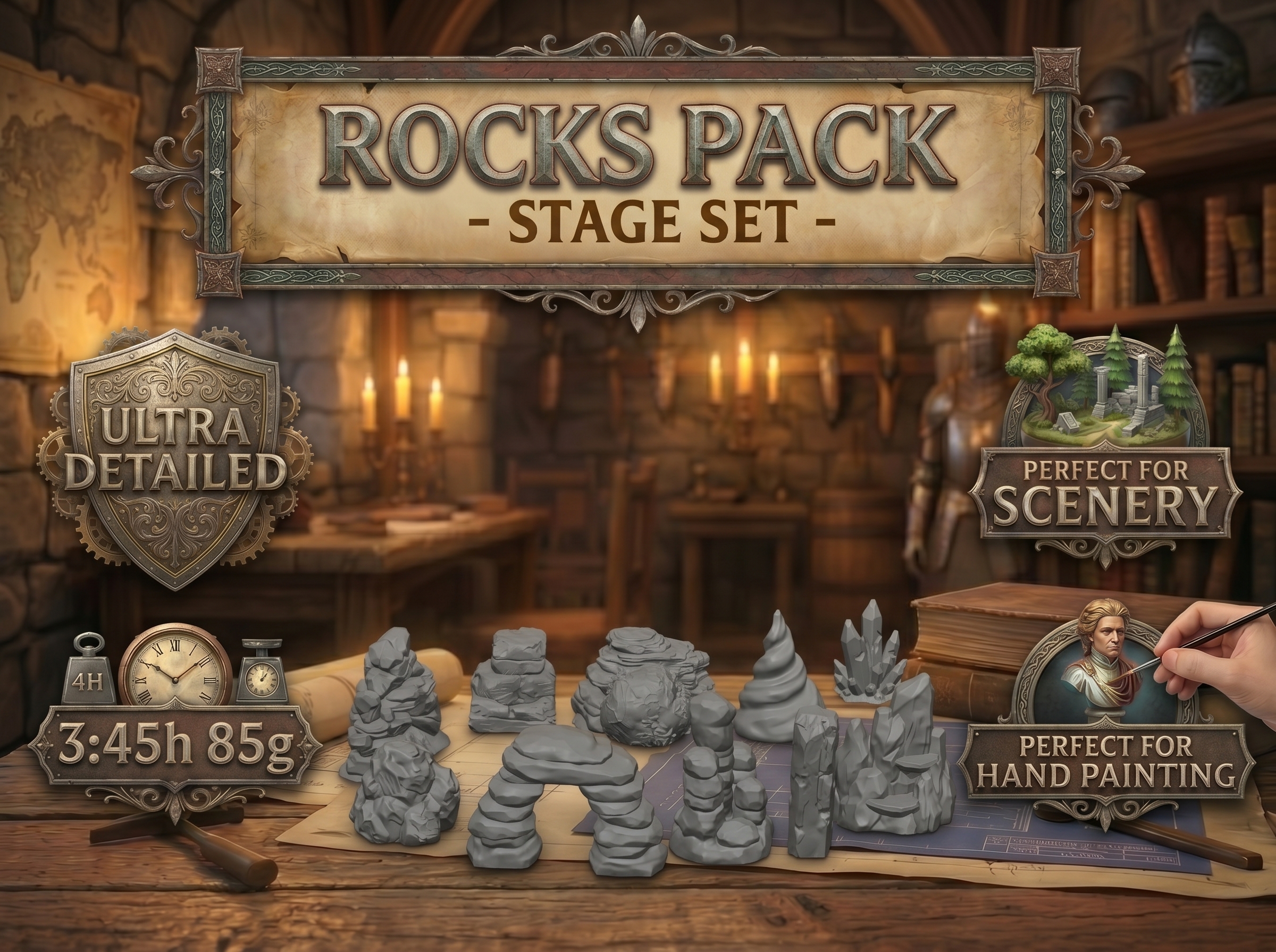 Miniatura 2 do modelo 3D Rocks Pack Stage Set