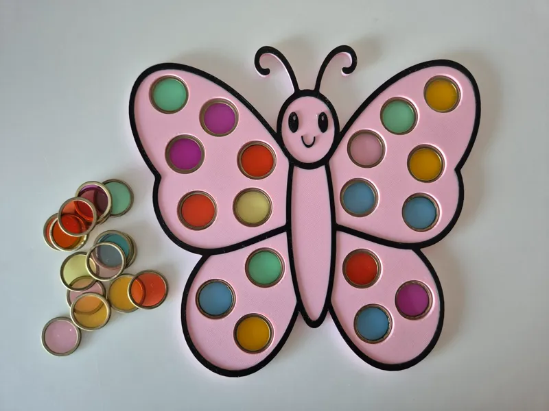 Vlinder opvullen met magnetische fiches
