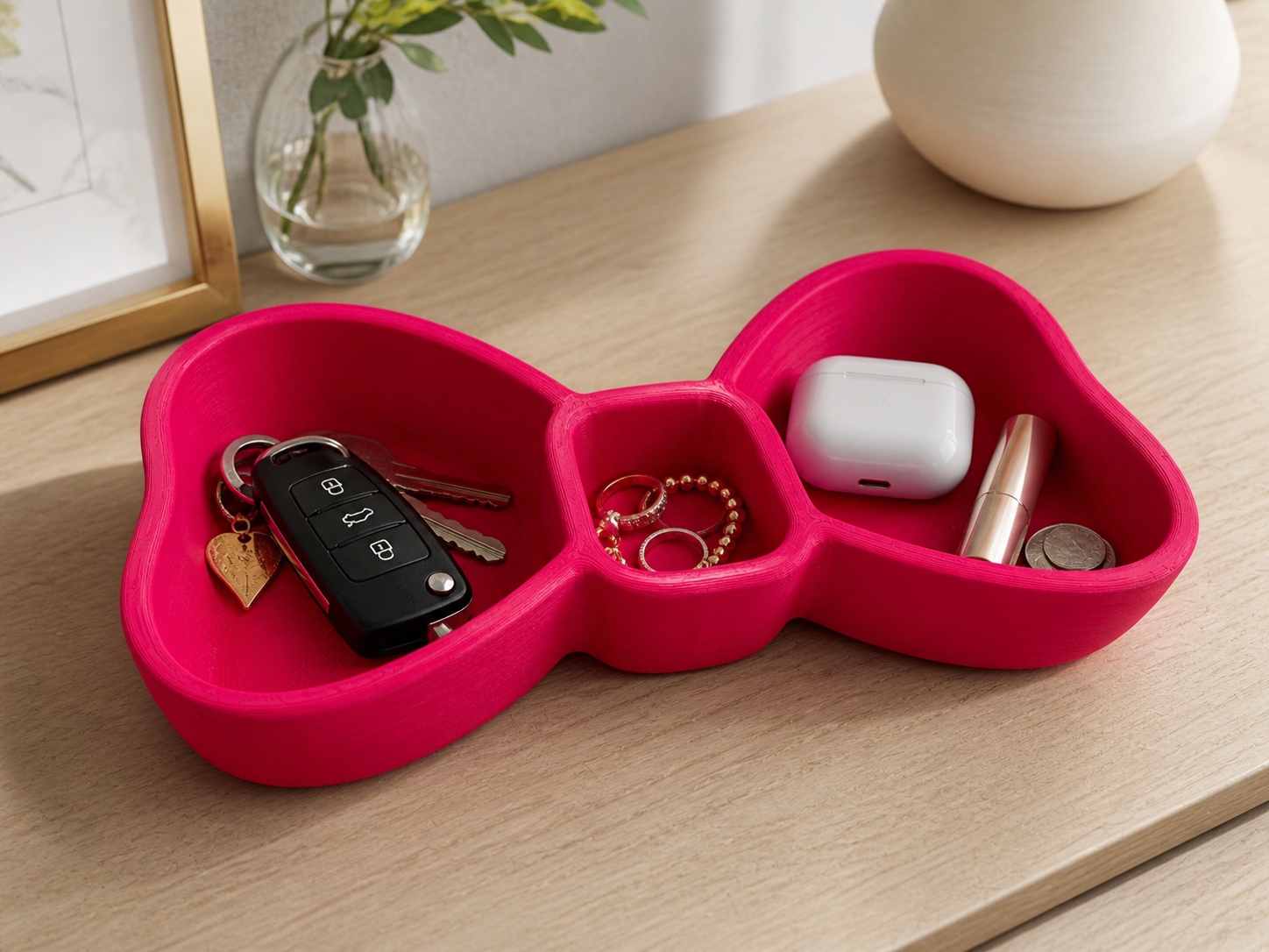 Bow Catch-All Tray – 3 Compartment Organizer