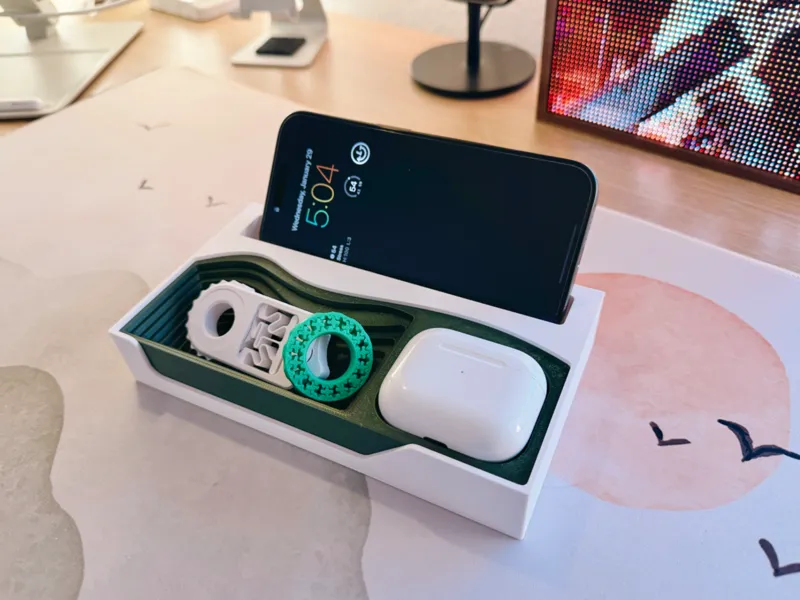 Desk Organizer with Phone Stand & AirPods Tray