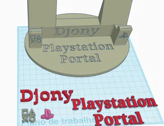 Playstation Portal Stand com logos e nome personalizado.