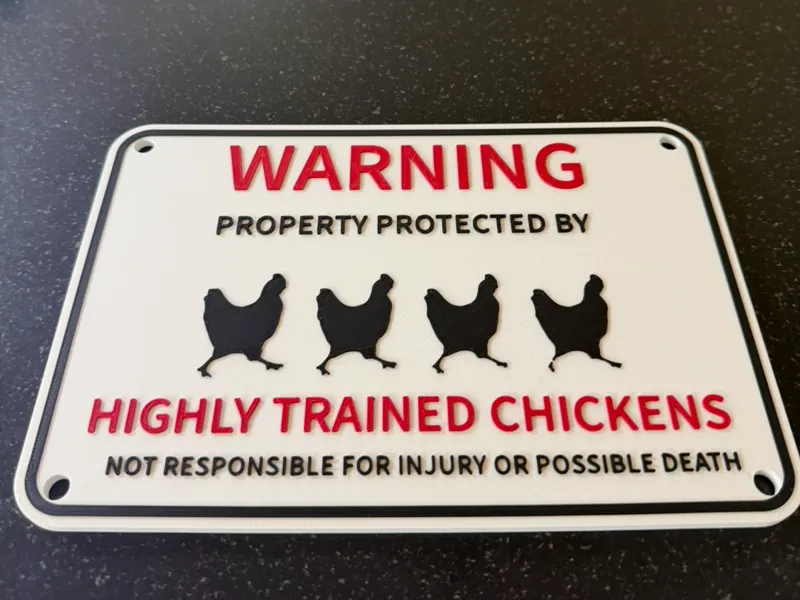 Funny chicken sign