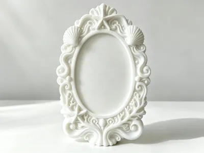 Oceanic Baroque style oval badge holder with base