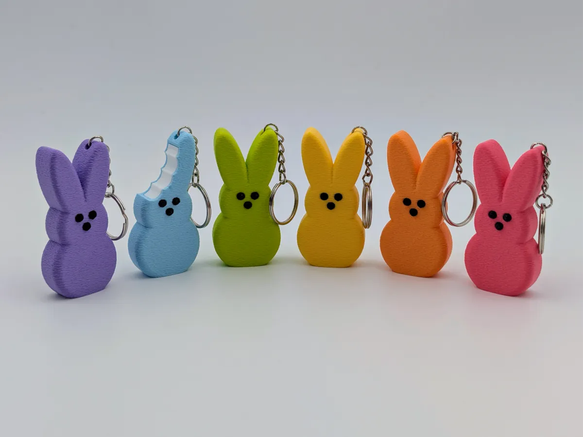 Easter Peep Bunny Keychain | AMS & Parts by Grandpa 3DPrints MakerWorld: Download Free 3D Models - 3D model önizlemesi