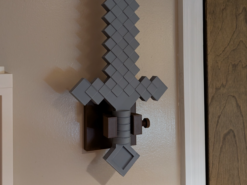 giant Minecraft brick style sword wall decor