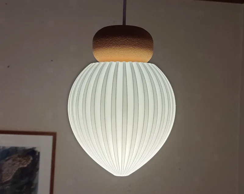 Ribbed Drop Pendant Lamp Shade with round base