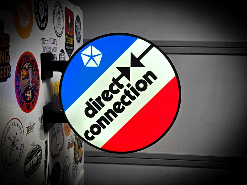 DIRECT CONNECTION MOPAR ~ 2-Sided Round Lightbox