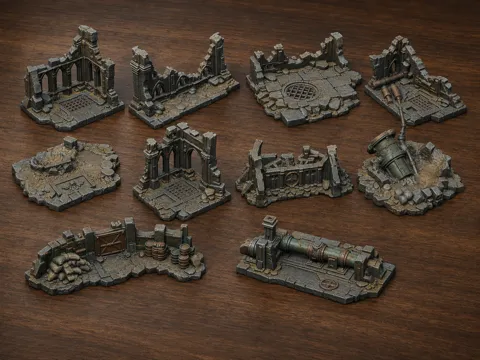Modelo para impresión 3D: Set di 10 Elementi Scenici Grimdark per Wargame — referencia de MakerWorld