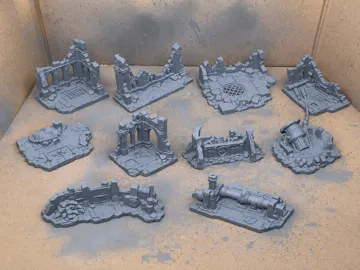 Modelo para impresión 3D: Set di 10 Elementi Scenici Grimdark per Wargame — vista de referencia 2