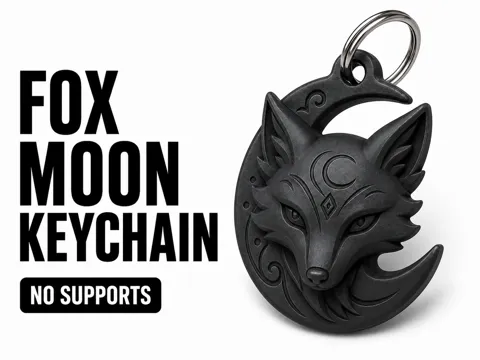 Llavero: Mystic Fox Moon Keychain – No Supports — referencia de MakerWorld