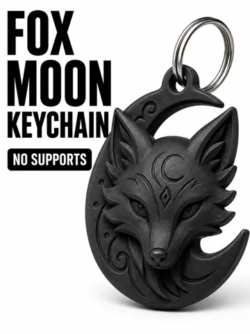 Llavero: Mystic Fox Moon Keychain – No Supports — vista de referencia 2