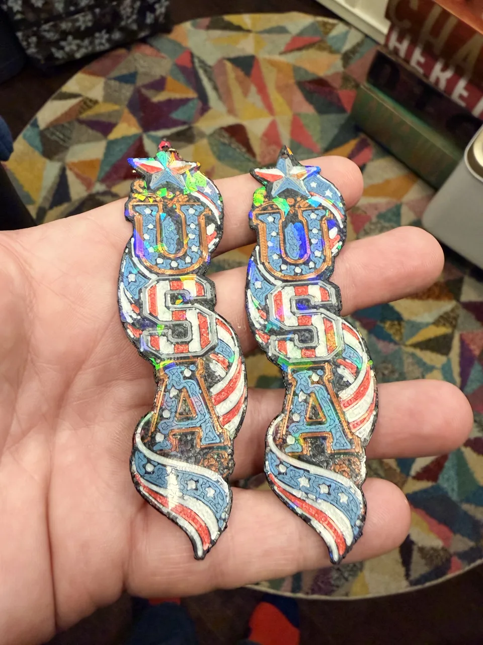USA Flag Earrings or Keychain-Gaudy view 2