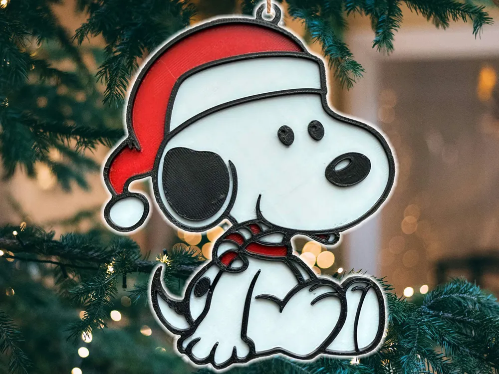 Christmas Snoopy with Santa Hat Tree Ornament by Salvadori