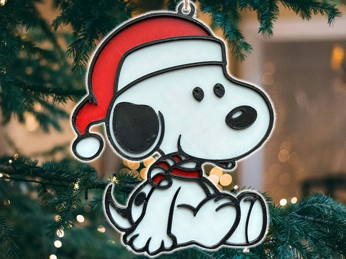 Adorno navideño de Snoopy con gorro de Santa - Modelo de impresión 3D ...