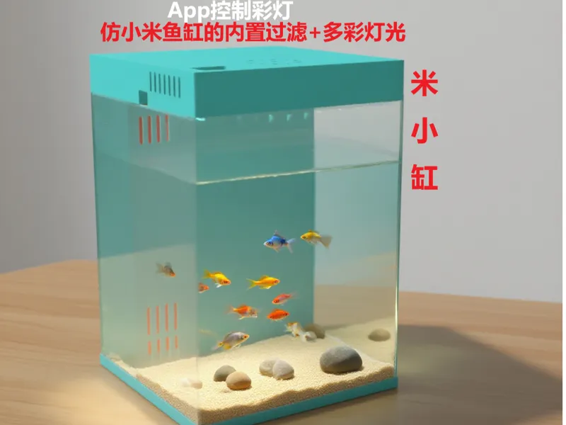 小鱼缸过滤器+App多彩灯光，仿小米鱼缸，独立的滤盒和灯光