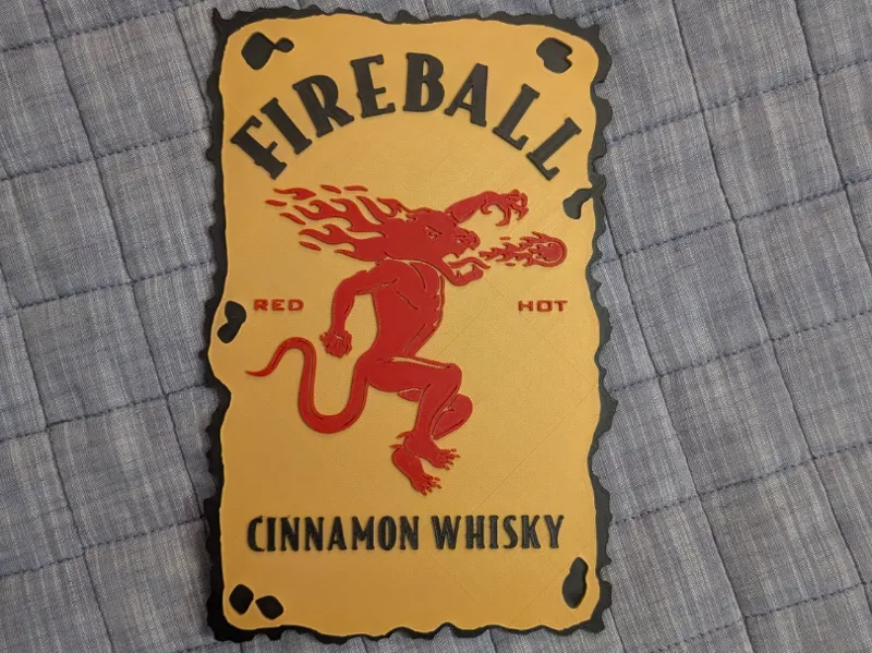 Fireball Cinnamon Whisky logo sign plaque 2-sizes
