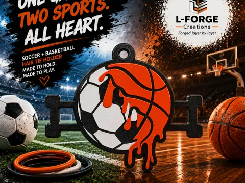 Accesorio para sujetar ligas de cabello: Soccer & Basketball Drip Hair Tie Holder Keychain — referencia de MakerWorld
