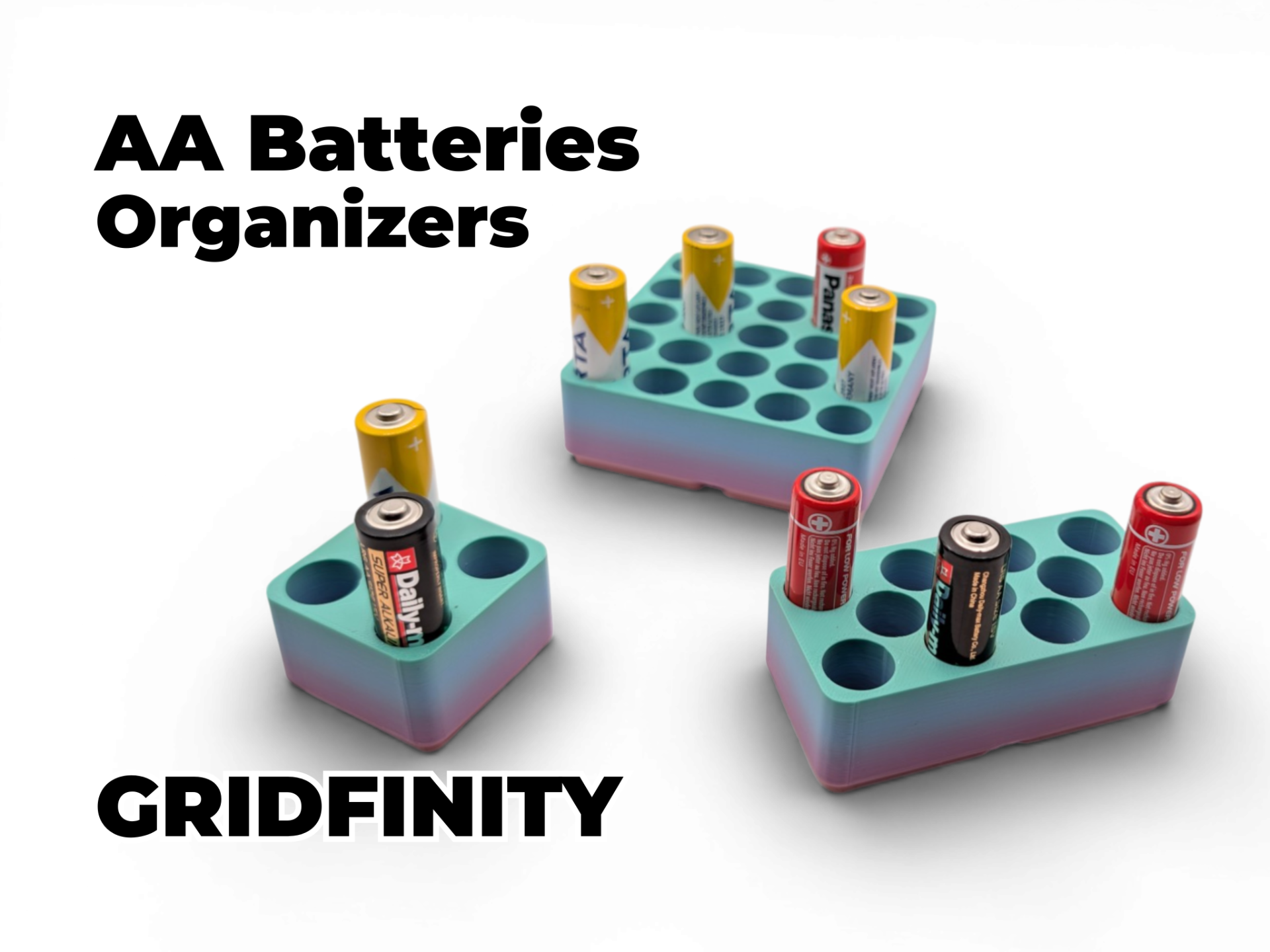 Gridfinity AA Battery Organizer - Various Sizes