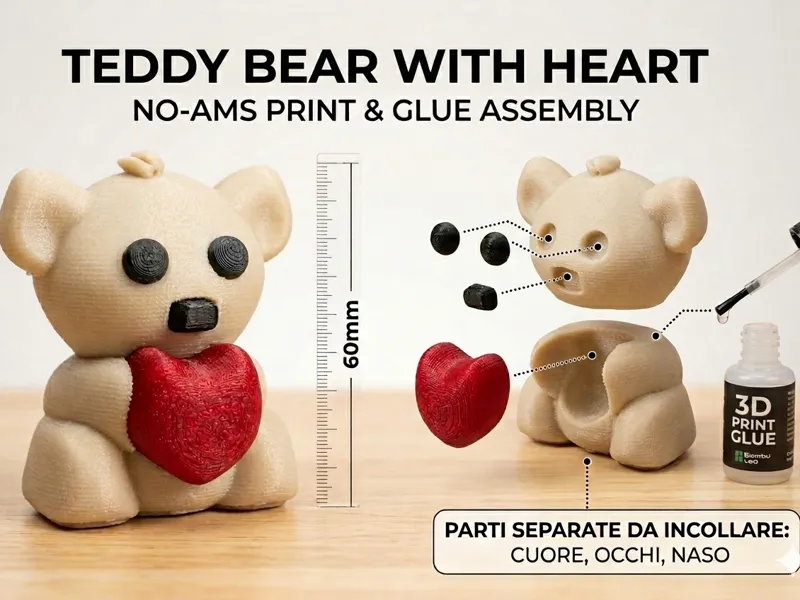 Knitted Teddy Bear - No AMS (60mm)
