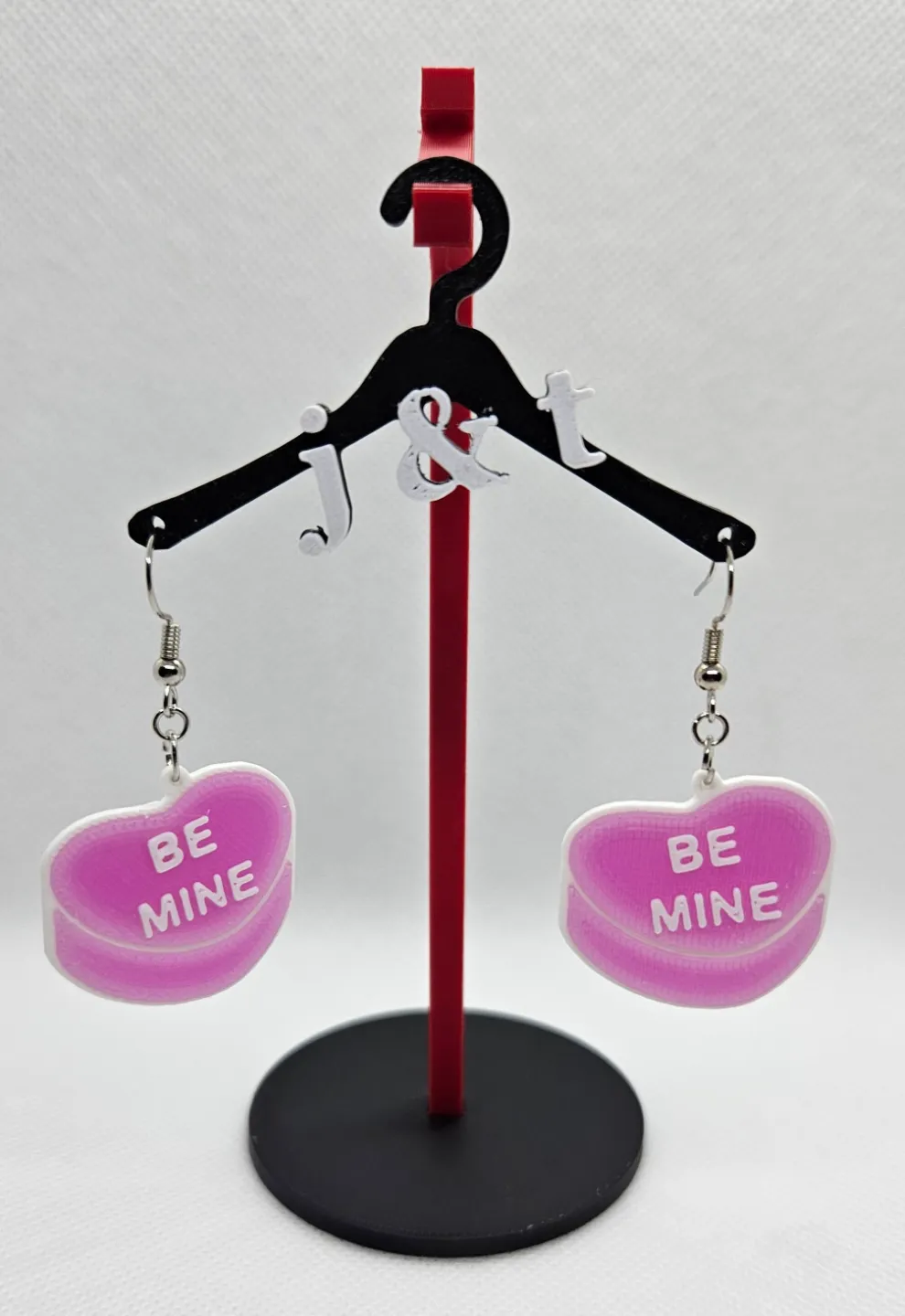 Candy Heart Valentines Day earrings view 2
