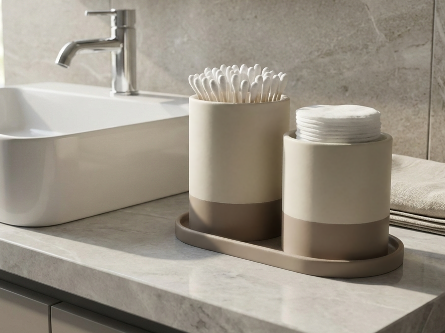 Bathroom Counter Containers with Tray