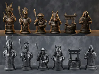 Decorative Samurai chess set