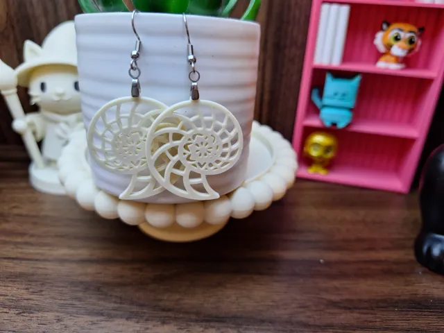 Abstract Shell Spiral Earrings