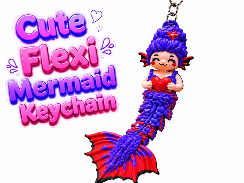 Cute Flexi Mermaid Keychain – Articulated Keychain
