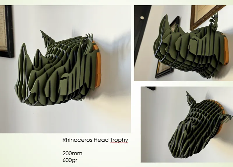 Rhinoceros head trophy art