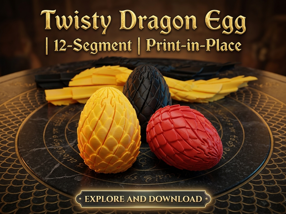 Twisty Dragon Egg | 12-Segment | Print-in-Place