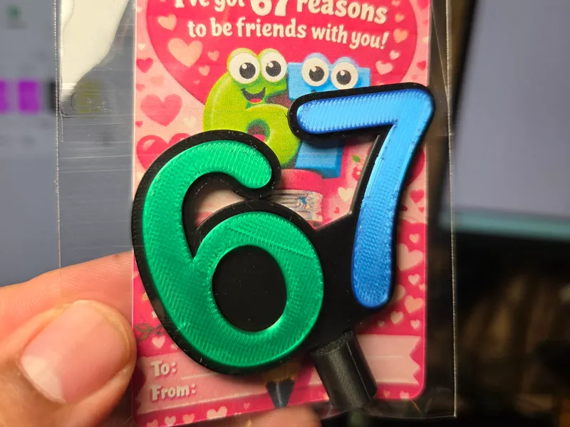 67 valentines pencil topper