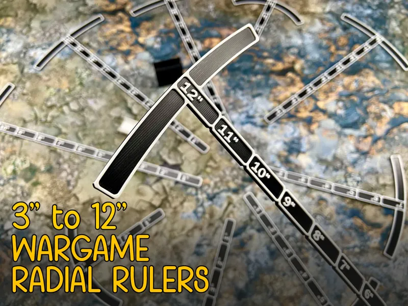 Wargame Radial Rulers - 3 to 12 Inches