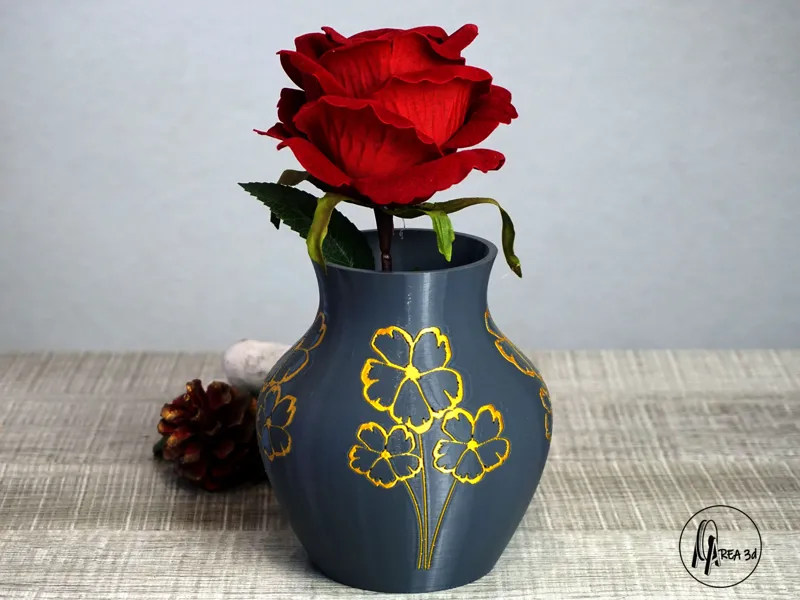Vase with golden flowers