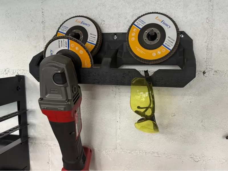 Dual Angle Grinder Wall Storage with blade hanger