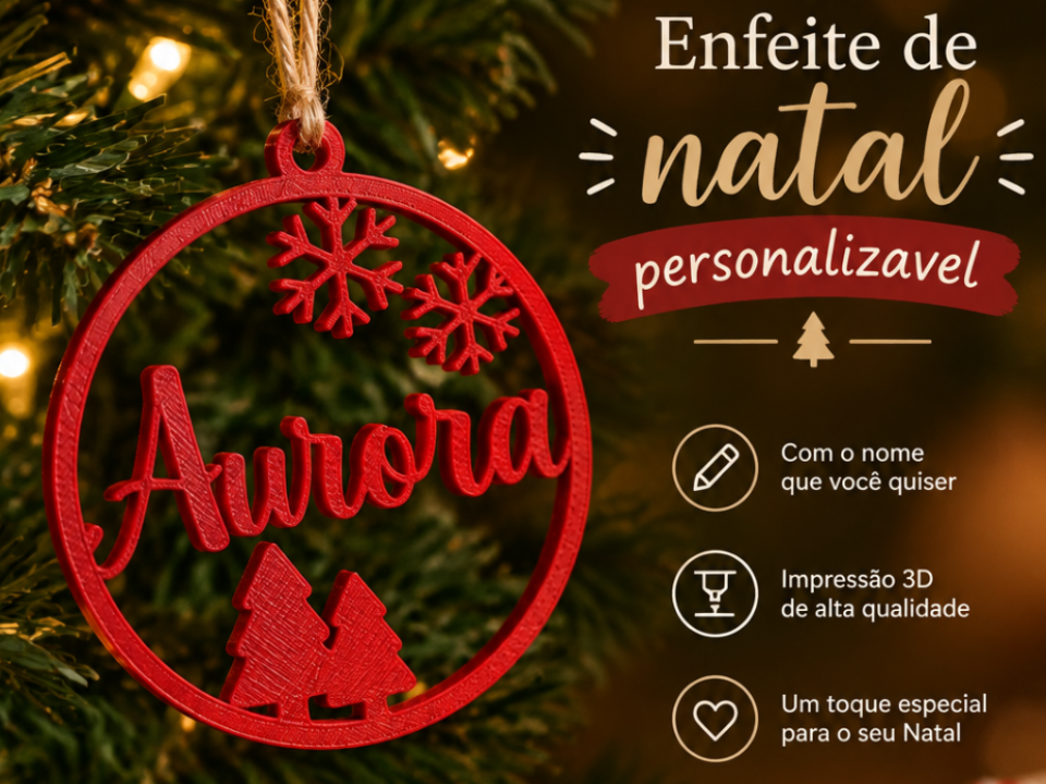 Enfeite de Natal Personalizável com Nome - 1