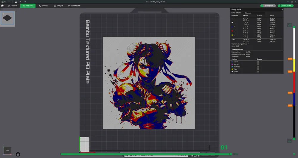 Chun Graphity Graffiti Chun-Li Hueforge by 3Ree Printing MakerWorld: Download Free 3D ...