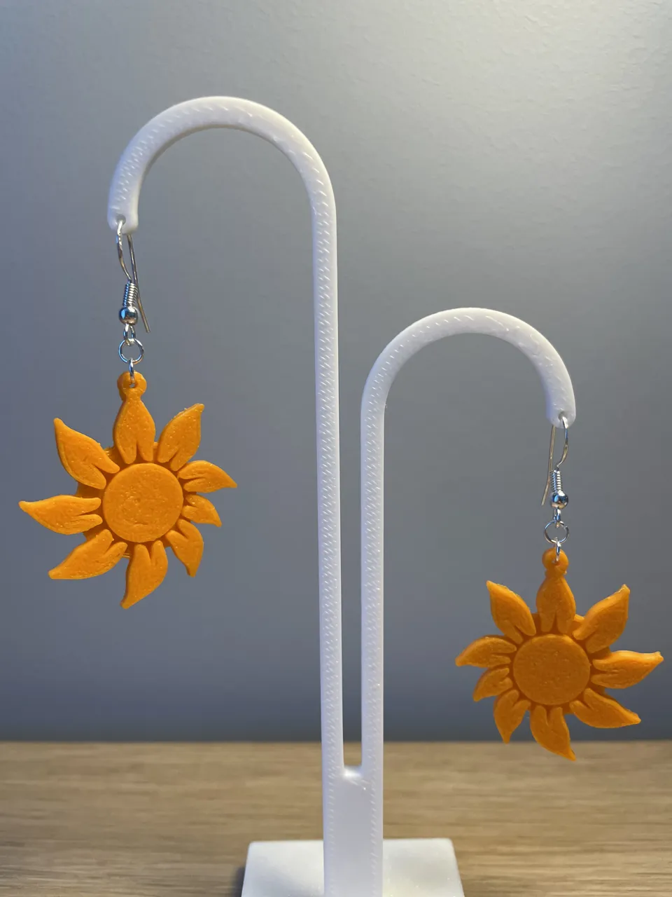 Sun flower earrings view 2