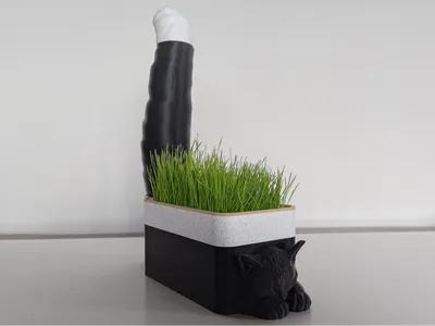 Lying Cat - Automatic Cat Grass Farm