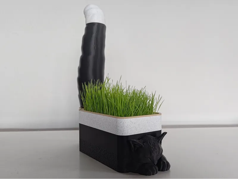 Lying Cat - Automatic Cat Grass Farm 