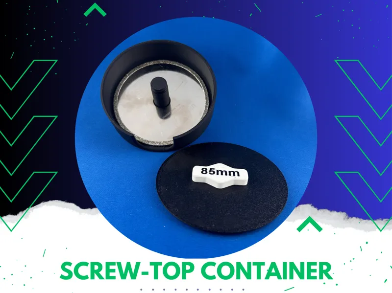 Screw-top container for 85mm cutting disks